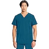 Cherokee Infinity Mens V-Neck Scrub Top Modern Fit, 3 Pockets, Rib-Knit Back Panels, Moisture-Wicking 360° Stretch – CK900A