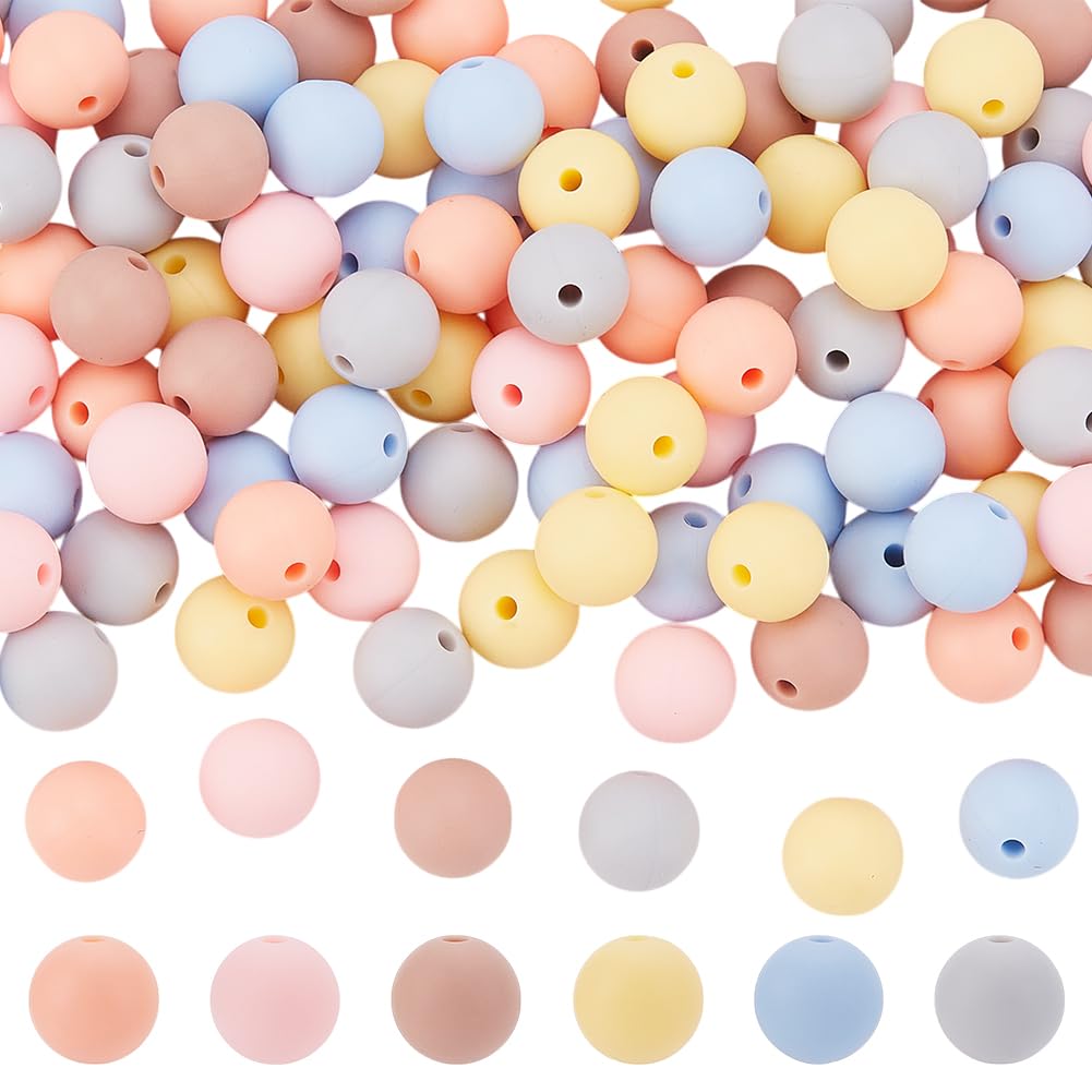 HOBBIESAY 12Pcs 9mm Silicone Beads Bulk 6 Colors Round Rubber Beads Silicone Loose Spacer Beads Silicone Focal Beads Craft Beads for DIY Crafts Bracelet Necklace Jewelry Keychain Making