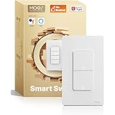 MOES WiFi Smart Double Light Switches, No Neutral, Require Capacitors | 2.4GHz 2 Gang Single Pole Switch, Work with Alexa Google Assistant