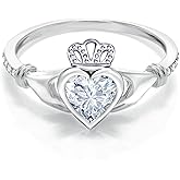 Sterling Silver Claddagh Ring for Women Celtic Irish Claddagh Birthstone Engagement Promise Ring