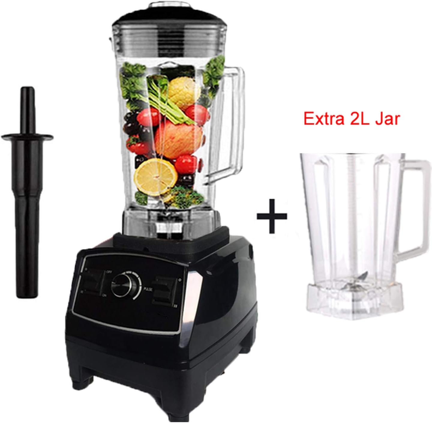 2200W Heavy Duty Commercial Blender Professional Blender Mixer Food Processor Japan Blade Juicer Ice Smoothie Machine,Black extra jar,US Plug