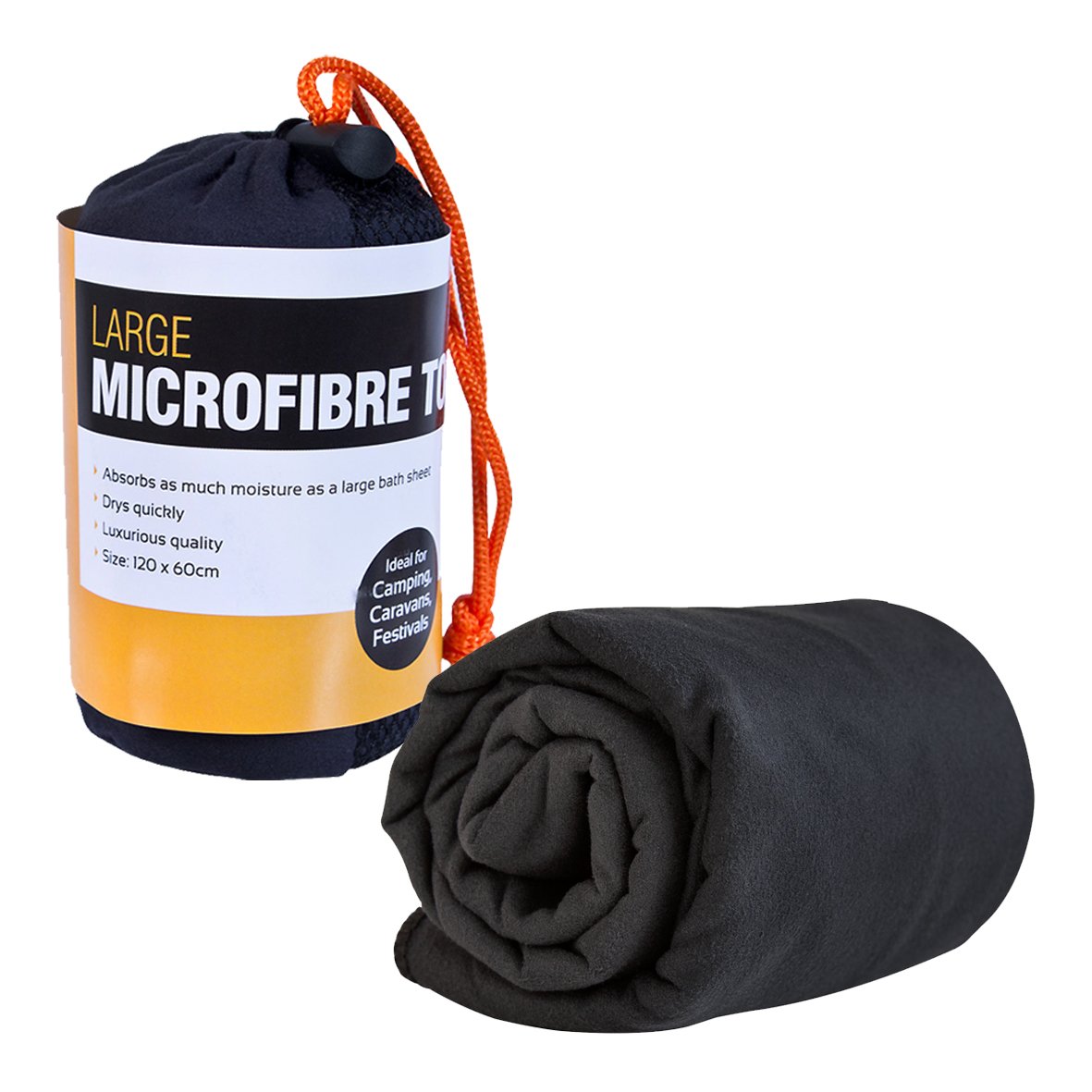 Milestone Camping Microfibre Towel Black, Large Amazon.co.uk Sports