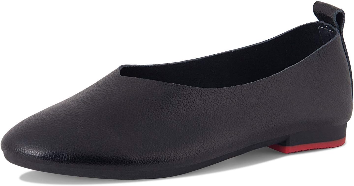 Ruiatoo Women's Slip On Flats Shoes Genuine Leather Comfort Glove Shoes Ballet Flat