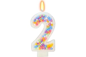 FAMGift Birthday Candles - Number 2 Candle, Colorful Macaron Candles, Birthday Candles for Boys/Girls, Cake Decorations, Theme Party Supplies