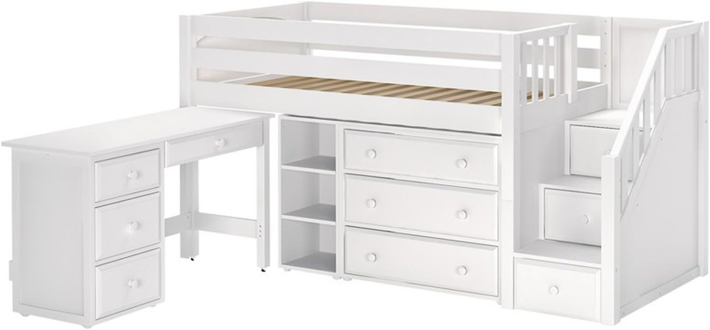 Amazon Com Maxtrix Solid Hardwood Twin Size Low Loft Bed With