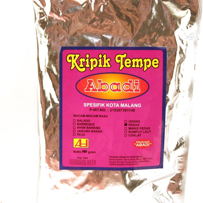 Abadi Kripik Tempe Pedas (Soybean Crackers Hot) - 5oz (Pack of 6)