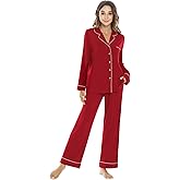 NACHILA Women’s Pajama Sets Long Sleeve Pjs Button Down Pajamas Soft Sleepwear Comfy Nightwear,Viscose Made from Bamboo