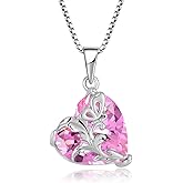 Oskani Butterfly Flower Birthstone Necklace for Women, 925 Sterling Silver 5A Cubic Zirconia Heart Pendant Jewelry, Anniversary Birthday Gifts for Wife Mom Her