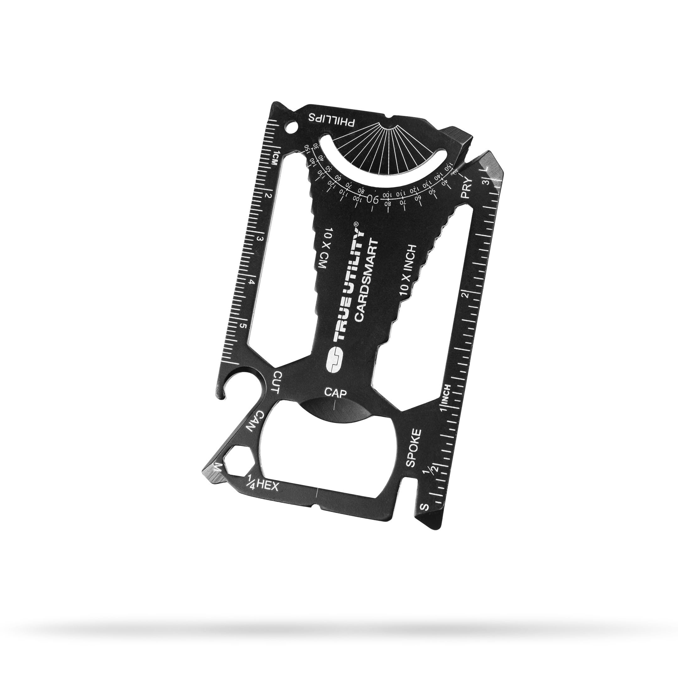 True Utility Cardsmart - 30 in 1 Pocket Multi Tool Swiss Card - Stainless Steel Multitool Wallet Card with Wrench, Screwdriver, Can Opener, Bottle Opener & Pry - Compact Multitool Mini Gadget