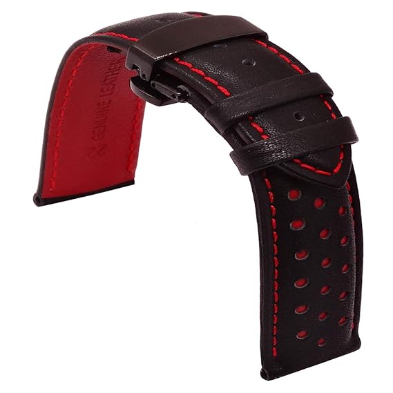 mens red leather watch band