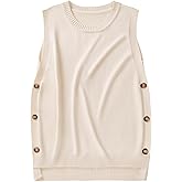 Wowcarbazole Women's Sleeveless Sweater Vest Casual Crew Neck Ribbed Knit Pullover Tops Loose Fit Full Clothes