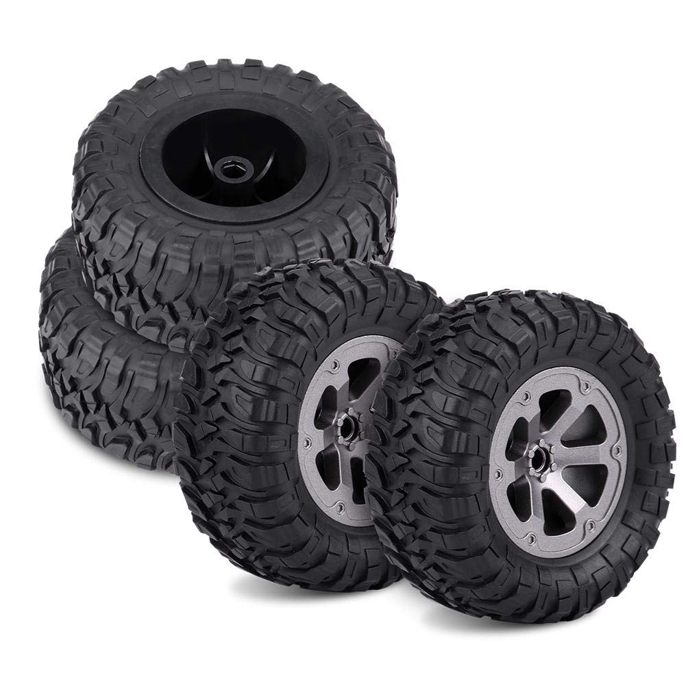 RC Crawler Tires, 4Pcs Off-Road Car Rubber Tyres Remote Control Military Car Tires for 1:16 RC Crawler Car Accessory Part Car Model Machine