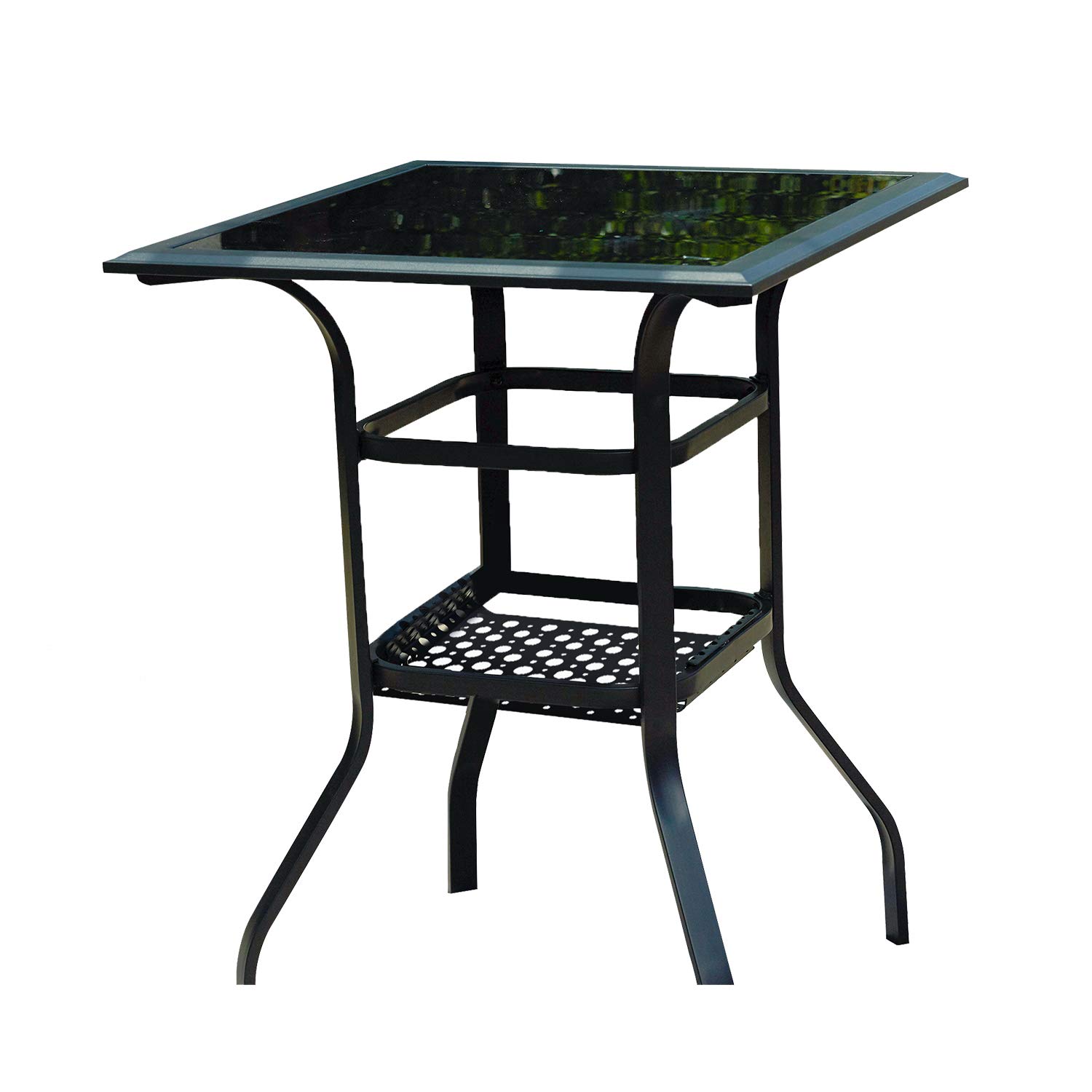 Lokatse Home Square 2 Tier Side Tea Small Patio Table Tempered Glass Top Outdoor Bar Table With Storage Glassed Bar Height Tall Bistro Table Buy Online In Aruba Lokatse Home Products