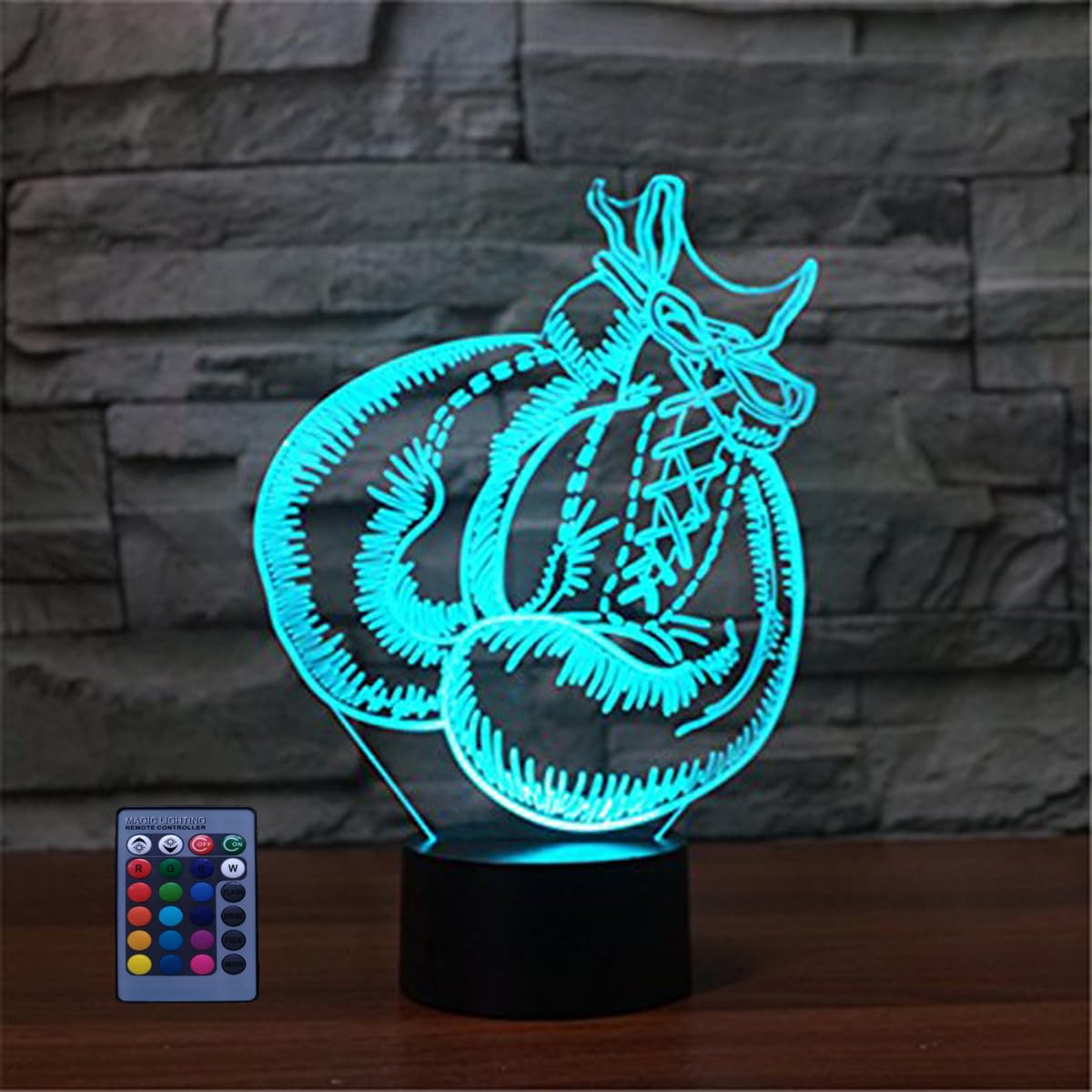 HPBN8 Ltd 3D Boxing Glove Night Light USB Powered Remote Control Touch Switch Decor Table Optical Illusion Lamps 7/16 Color Changing LED Table Lamp Xmas Home Love Brithday Room Decoration