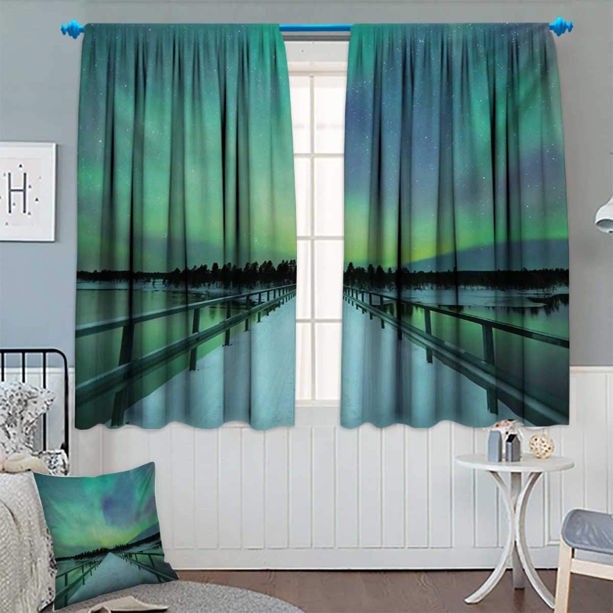 Amazon Com Anhounine Aurora Borealis Blackout Curtain Single Tree