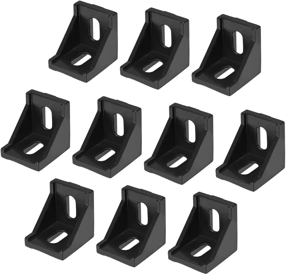 sourcing map Inside Corner Bracket Gusset, 40mm x 40mm for 4040 Series Aluminum Extrusion Profile, 10 Pcs (Black)