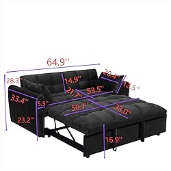65-Inch Loveseat with Pull Out Sleeper Couch