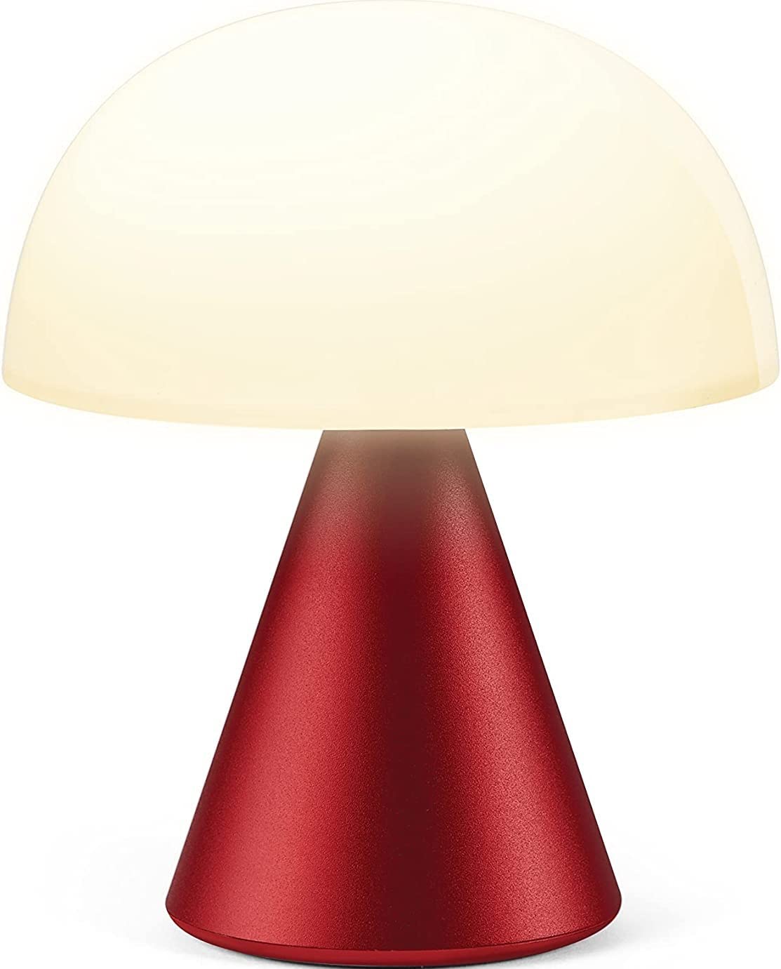 Lexon Mina M Mushroom Lamp - Portable Bedside Light for Bedrooms, Kids & Nursery - 9 LED Color Rechargeable Table Lamp with 24h Light & Dimmer, Medium - Dark Red — image 1