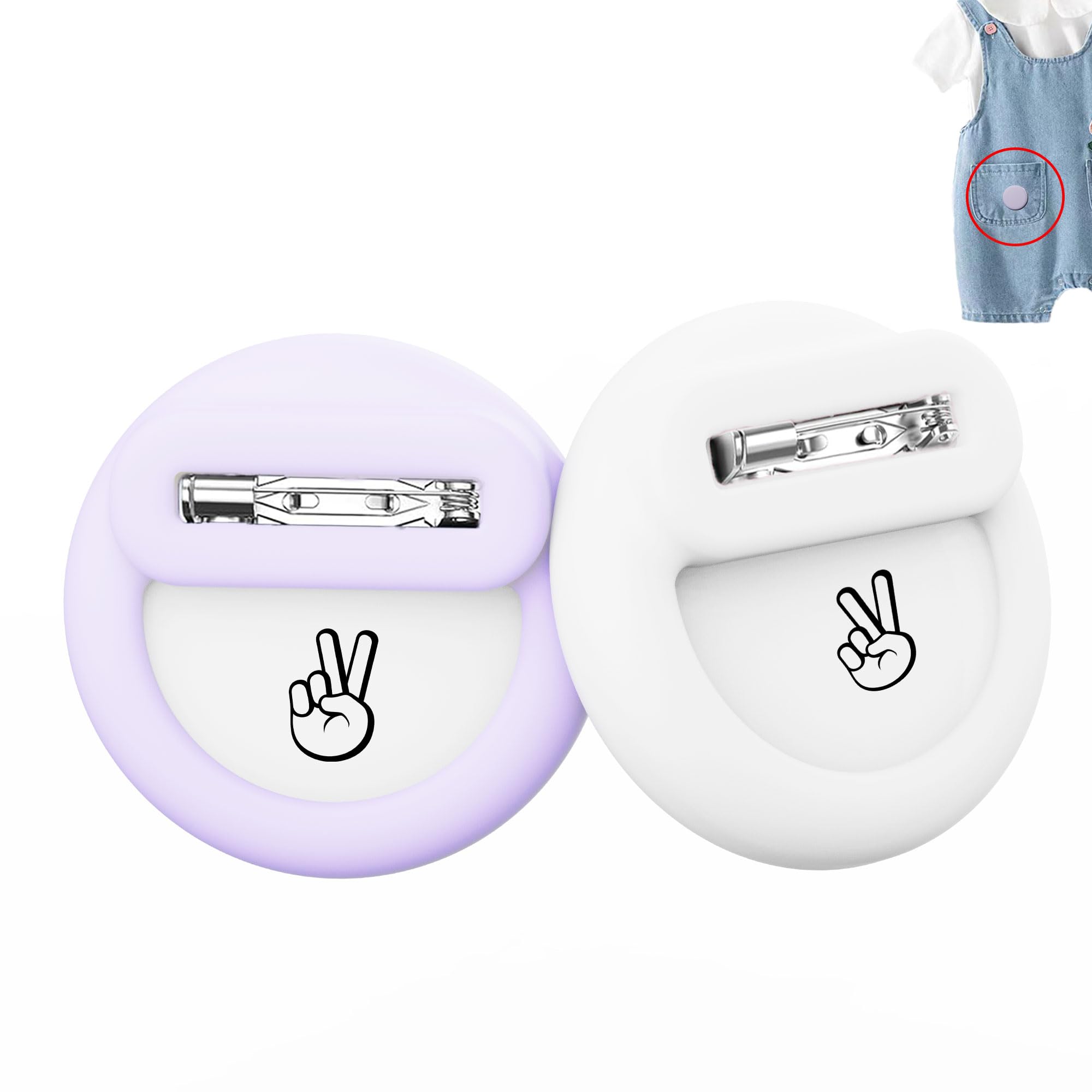 Photo 1 of for Air Tag Holder for Kids (2 Pack), Hidden GPS Tracker Case with Invisible Pin for Airtag, Silicone Protective Cover for Toddlers, Children, Elderly, Cloth, Pants, Shoe, Backpack(White+Purple)