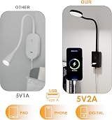 ENUOTEK LED Wall Mounted Bedside Reading Light 4 Brightness USB 5V2A view 6