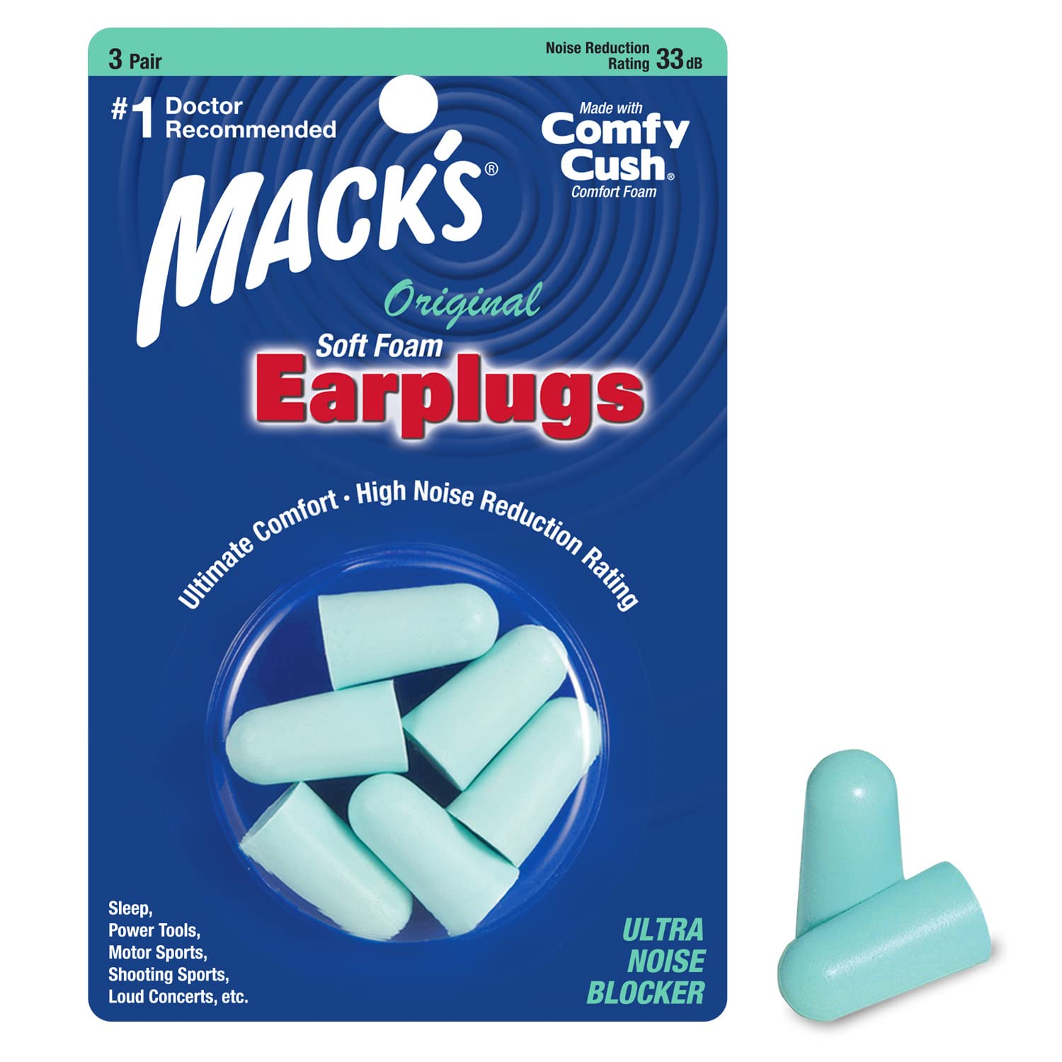 Mack's Original Soft Foam Earplugs - 3-Pair Blister Pack
