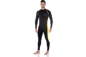 EcoStinger® Men Full Body Swimsuit Sun Guard Stinger Suit Dive Skin UPF50+ Black Yellow