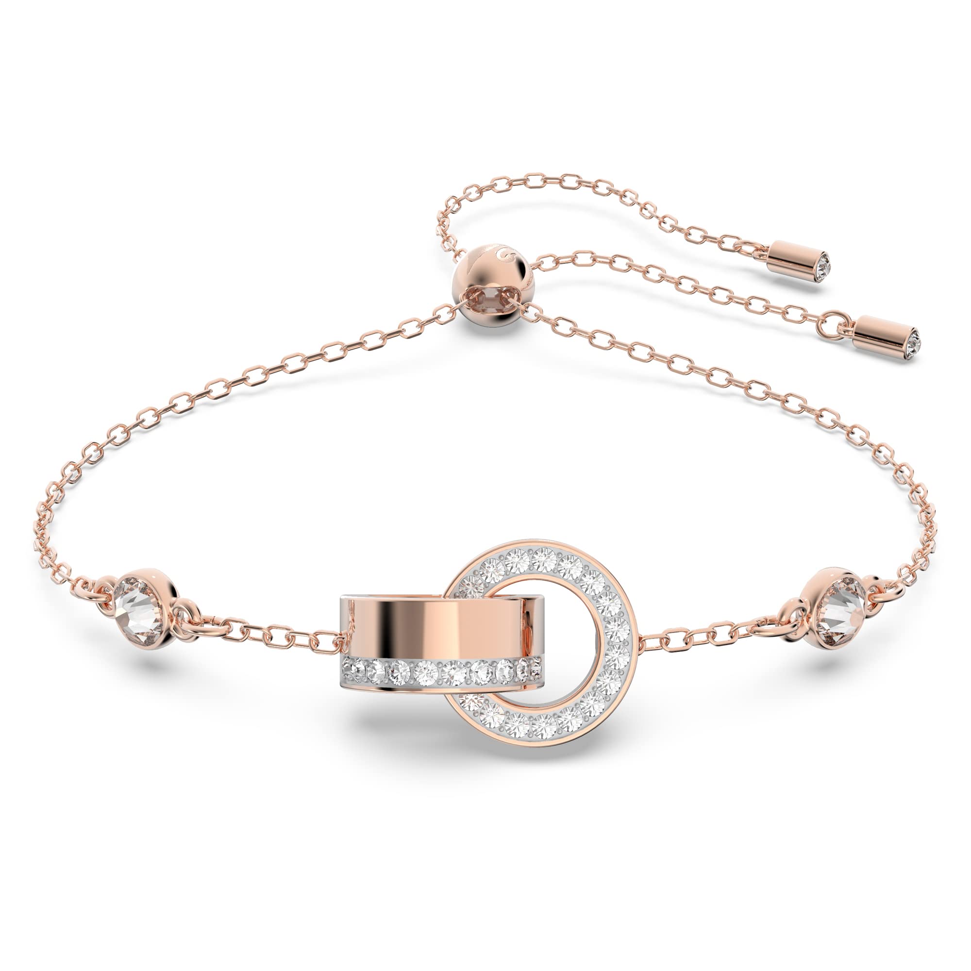 Swarovski White Crystal Bracelet, Pavé Crystals in a Rose Gold Tone Plated Setting, from the Hollow Collection