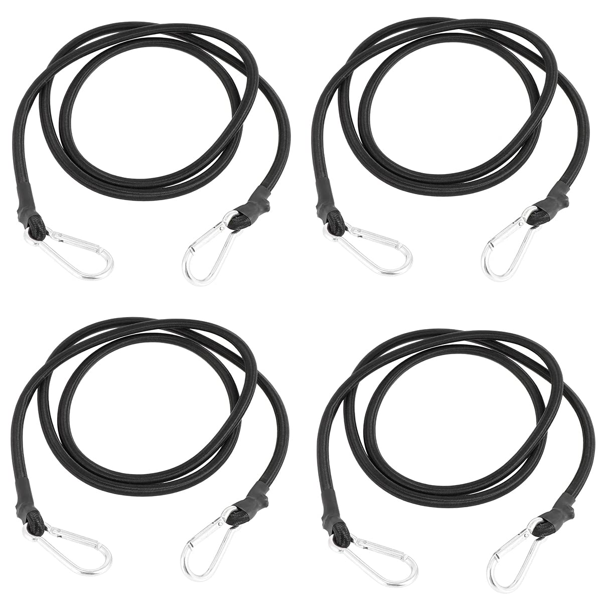 DARENYI 4pcs Bungee Cords with Hooks 200cm Bungee Cords with Carabiner Clips Heavy Duty Outdoor Bungee Straps for Camping, Bikes, Motorcycle, Luggage, Roof Rack
