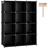 C&AHOME Cube Storage Organizer, 12-Cube Shelves Units, Closet Cabinet, DIY Plastic Modular Book Shelf, Ideal for Bedroom, Liv