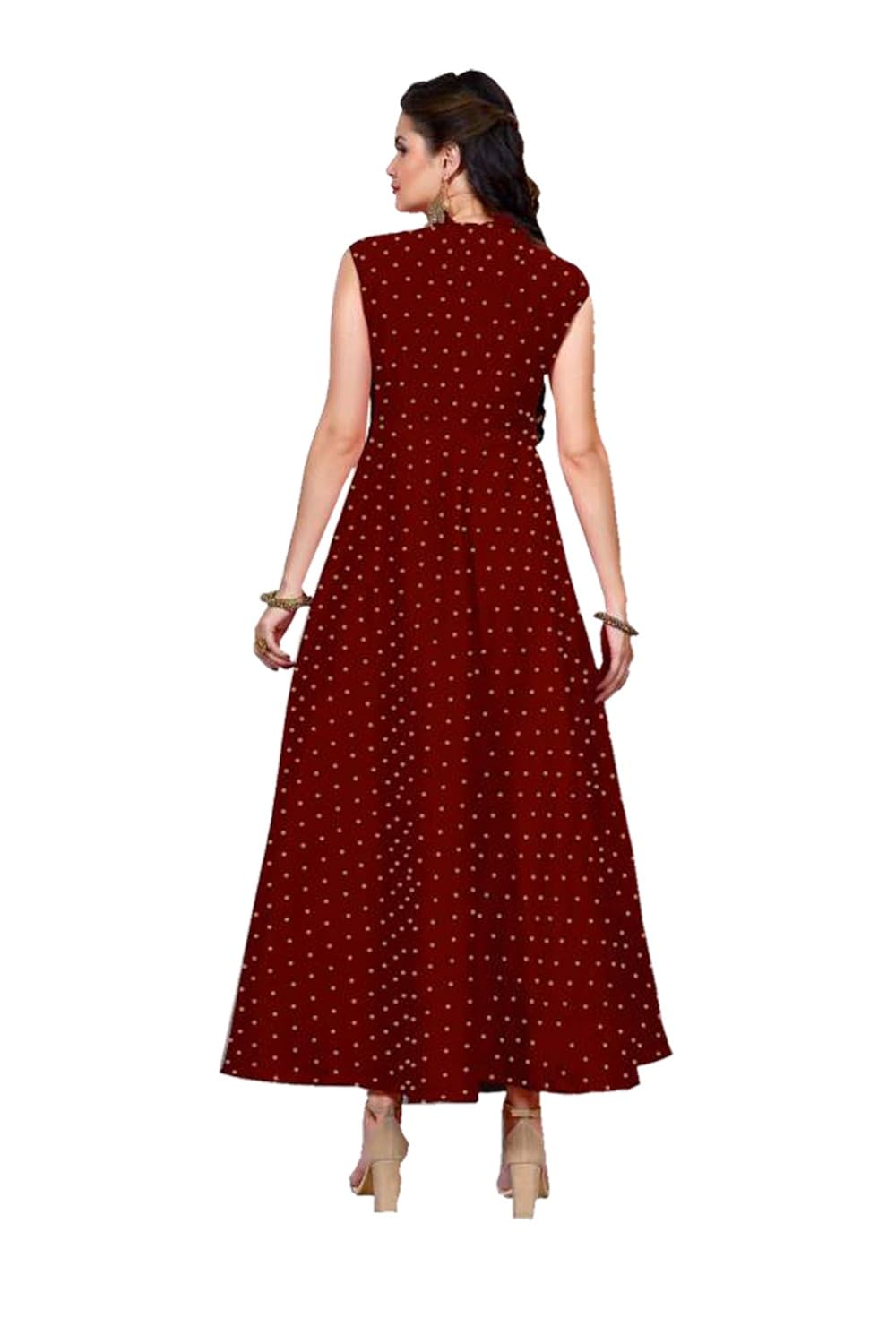 vrundavan fashion red embrodary gown taffeta silk