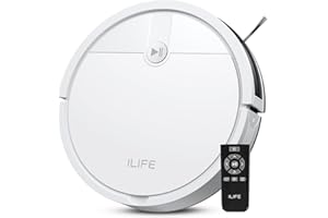 ILIFE V2 Robot Vacuum Cleaner, Tangle-Free Suction, 120 Mins Runtime, Slim, Self-Charging Robotic Vacuum Cleaner, Ideal for Pet Hair and Hard Floors