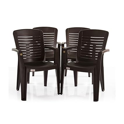 Varmora Premium Chair Set of 4 (Horiz Ergo - Brown)