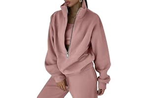 Eisctnd Womens Fashion Womens Joggers Sweat Sets Women Half Zipper 2 Piece Outfits Joggers Pants Sweatshirt Set Travel