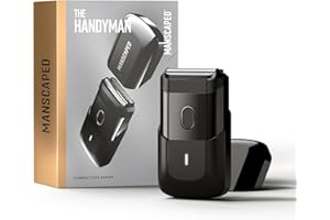 MANSCAPED® The Handyman™ Compact Face Shaver – Portable Men’s Travel Facial Hair Groomer, USB-C Rechargeable Razor, Electric Foil Face Shaver, Waterproof, Cordless, Dual-Action SkinSafe® Foil Blades