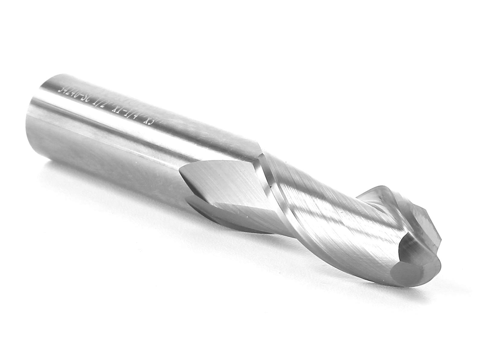 Yonico 34240-SC - Ball Nose Spiral End Mill CNC Router Bit, Diameter: 1/2", Cutting Height: 1-1/4", Flutes: 2-1/2" Shank