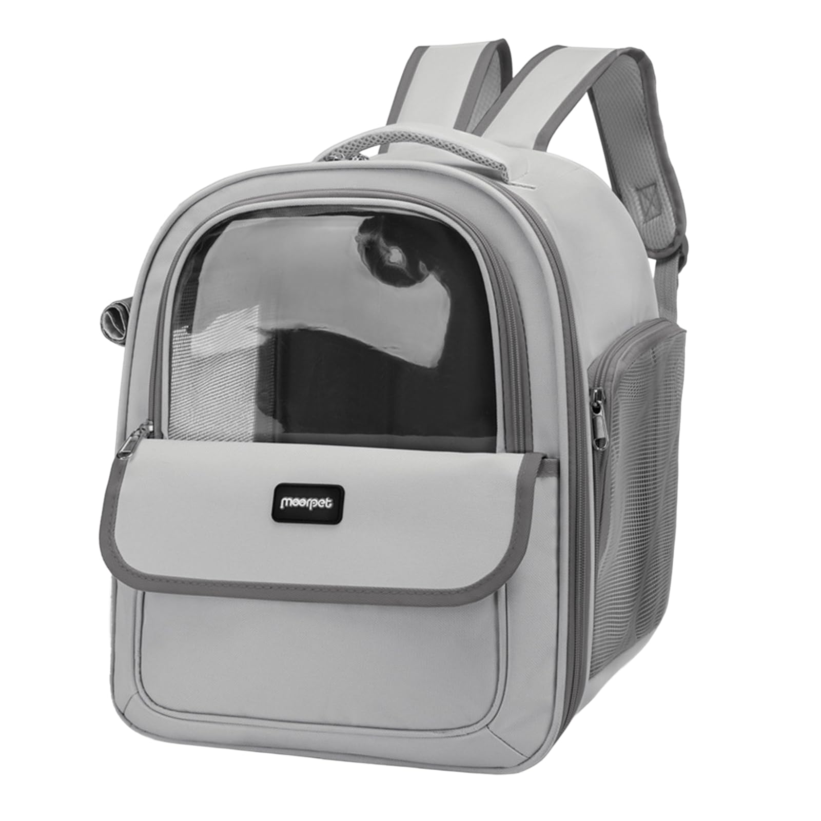 PETCUTE Cat Backpack Carrier,Foldable Pet Carrier Backpack for Cats Small Dogs Puppy with Soft Fleece Mat and Built-in Safety Belt,Transparent Spacious Cat Carrier Rucksack with Great Ventilation