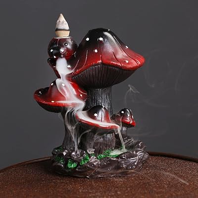 SKILBEAIA Mushroom Backflow Incense Burner with Cones & Sticks Set