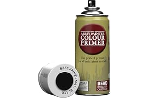 The Army Painter, Colour Primer Matt Black, 400 ml Acrylic Undercoat Spray Paint for Miniature Painting Color Primer for Warg