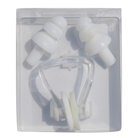 Newin Star Nasenklammer- und Ohrstöpsel-Set zum Schwimmen aus weichem Silikon, für Erwachsene und Kinder, inklusive transpare