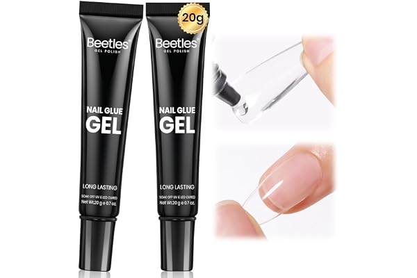 Beetles 2Pcs*20g Solid Nail Glue Gel, Tipex Soft Nail Tips Glue | Super Strong for Acrylic Nails Extension Fake Nails Clear Press On Nails, U V Light Required