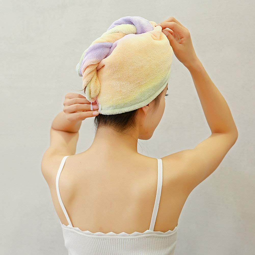 Microfiber Hair Drying Wrap Towel for Women Turban Fast Dry Multicolored : Beauty