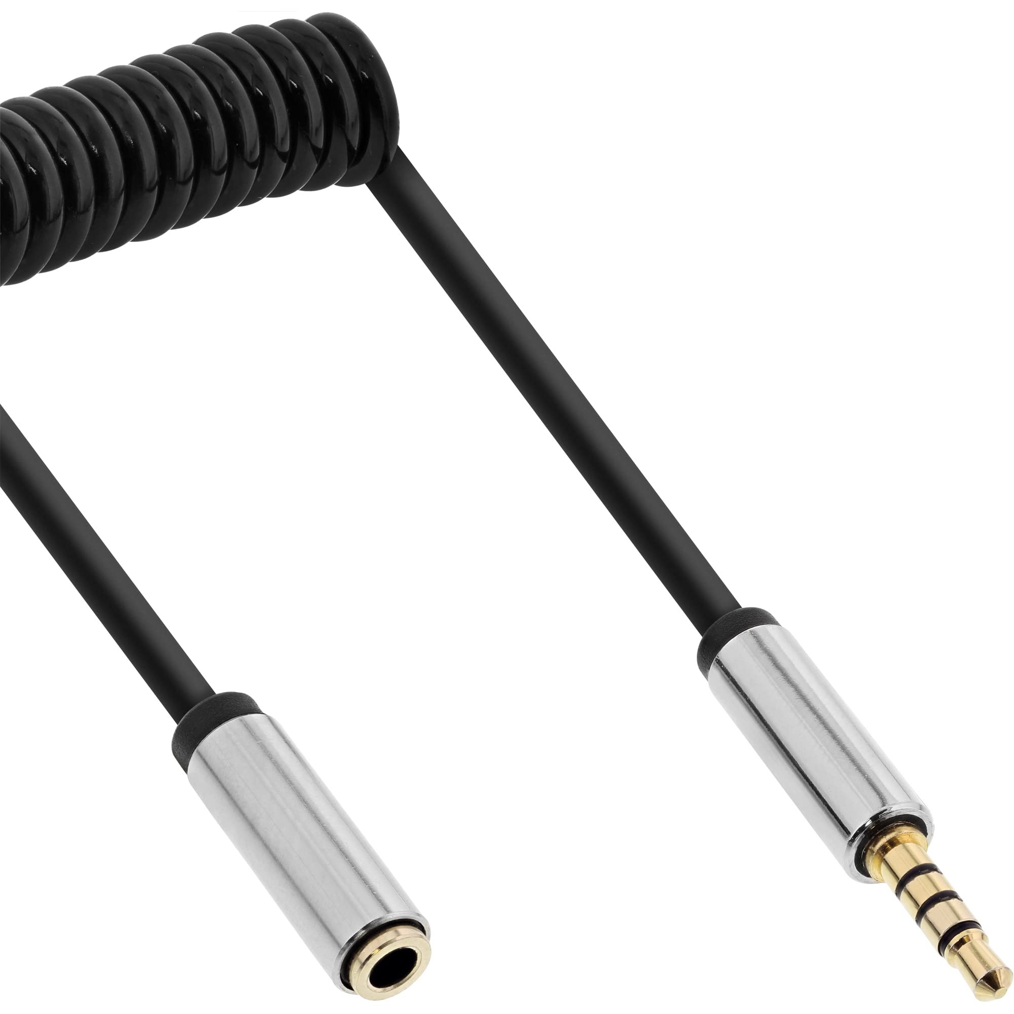 InLine 99281 Slim Audio Coiled Jack Cable 3.5 mm ST/BU, 4-Pin, Stereo, 1 m