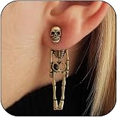 Halloween Earrings for Women Rhinestone Skeleton Skull Dangle Earrings Spooky Gothic Jewelry Witchy Goth Halloween Costumes Accessories Skeleton Costume Party Outfit Dress Shirts