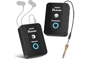 Ueteto Wireless in Ear Monitor System 2.4G Stereo IEM System with Transmitter Beltpack Receiver Automatic Pairing, for Studio, Band Rehearsal, Live Performance