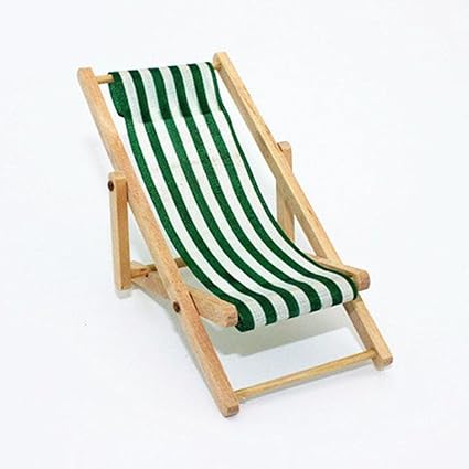 Leoie Simulate Recliner Beach Sunbathing Chair Kids Dollhouse Miniature Toy Gift Decoration Green