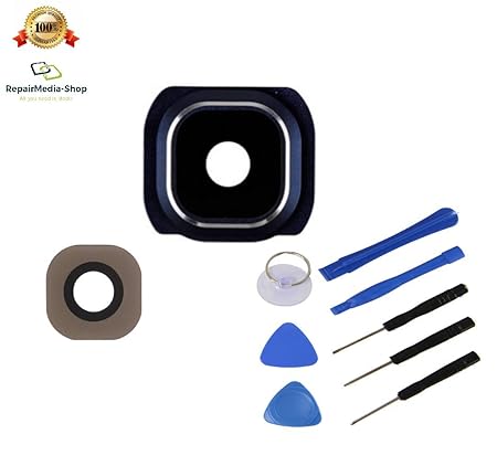 für Samsung Galaxy S6 Kamera LINSE Kamera Glas KAMERALINSE Lens OBJETIV BLAU SCHWARZ + Werkzeugset