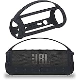 JCHPINE Silicone Cover Case for JBL Flip 6 Portable Bluetooth Speaker, Protective Carrying Holder for JBL Flip 6 Speaker Accessories (Black Case)