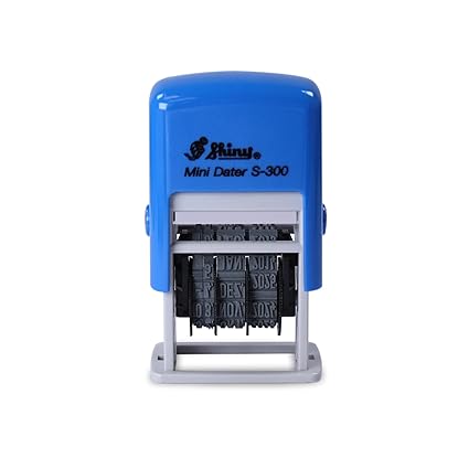 Datumsstempel Mini Dater Shiny S-300, bis Jahr 2025, blaues Stempelkissen, Selbstfärbestempel