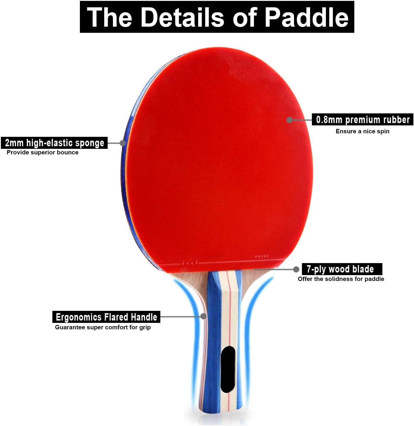 Ping Pong Paddle Set with Table Tennis Net, 4 Table Tennis Rackets and 6 Ping Pong Balls, Includes Convenient Portable Bag for Professionals and Amateurs, Children Adult, Indoor or Outdoor Play : Sports & Outdoors