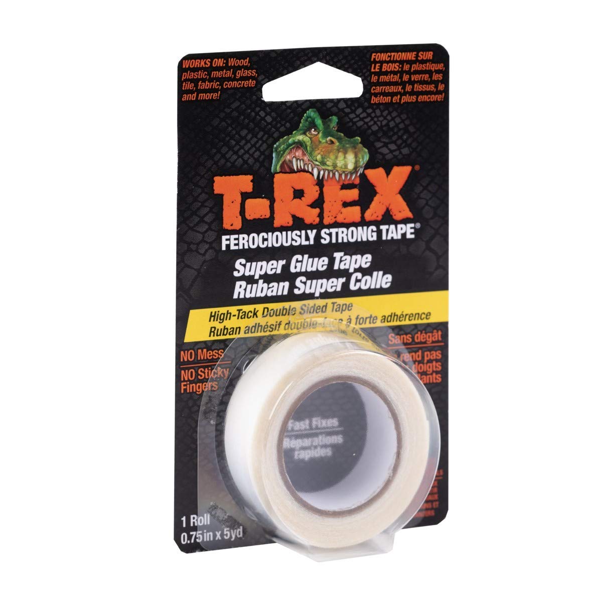 T-Rex Super Glue Double Sided Tape, Strong Heavy Duty for Everyday Repairs, Mounting, Arts and Crafts, Fabric, Hemming, Double Sided Sticky Tape and Easy Peel 19mm x 4.5m